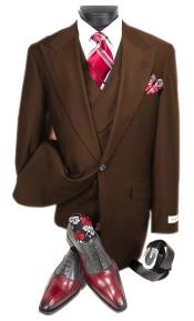  Mens Big and Tall Size Suits - Plus Size Mens Dark Brown Suit - Peak Lapel Ticket Pocket