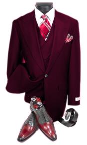  Mens Big and Tall Size Suits - Plus Size Mens Dark Burgundy Suit - Peak Lapel Ticket Pocket