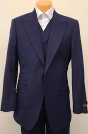  Mens Big and Tall Size Suits - Plus Size Mens Solid Navy Suit - Peak Lapel Ticket Pocket