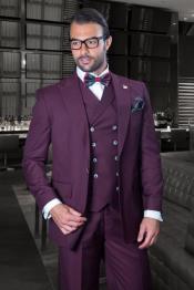  Mens Big and Tall Size Suits - Plus Size Mens Burgundy Suit - Peak Lapel Ticket Pocket