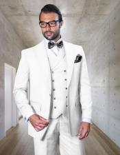 Mens Big and Tall Size Suits - Plus Size Mens White Suit - Peak Lapel Ticket Pocket