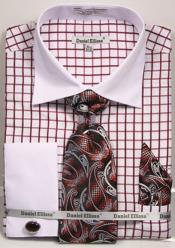  Mens Burgundy Shirt With Tie