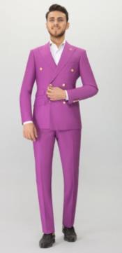  Mens Suits With Gold Buttons - Magenta