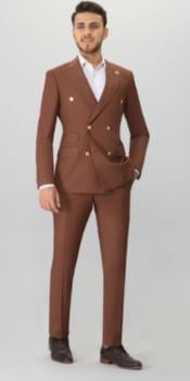  Mens Suits With Gold Buttons - Brown