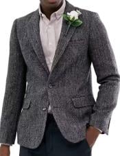  Mens Blazer Tweed Blazer Herringbone Wool Blazer - Z-Gray
