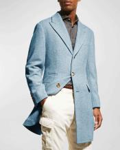  Mens Wool Carcoat - Light Blue