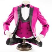 Hot Pink 3-Piece Slim-Fit Tuxedo + Black Pants