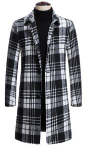  Men Plaid Print Overcoat Without Top