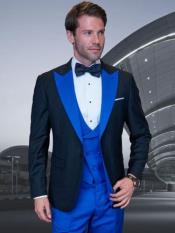 Statement Fashion Tuxedo Suit Mens Royal Two Tone Trendy Tux