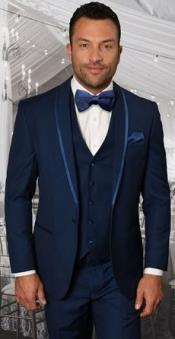  Light Navy Blue Tuxedo - Indigo Tuxedo - Wedding Tuxedo Suit