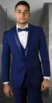  Light Navy Blue Tuxedo - Indigo Tuxedo - Wedding Tuxedo Suit