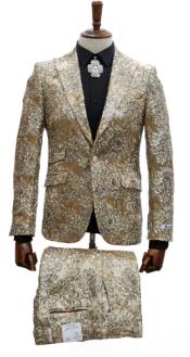  Gold Tuxedos - Paisley Suits - Prom Suits - Wedding Tuxedos Suits