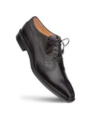  Mezlan Shoes Black Grey Ostrich Paw Calfskin Oxford