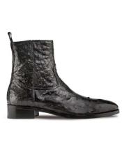  Mezlan Black Ostrich Straight Heel Dress Boots