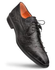  Mezlan Dress Shoes Men Black Ostrich Designer Lace Up