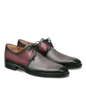  Mezlan Mens Shoes Grey Burgundy Leather Plain Toe Montes