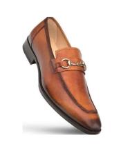  Mezlan Shoes Men Designer Ornamant Cognac Calfskin Loafer Milani