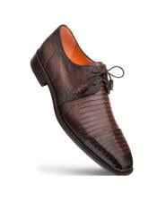  Mezlan Lizard Dress Shoes Brown Designer Cap Toe Derby