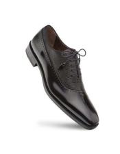  Mezlan Mens Shoes Black Leather Oxford Postdam