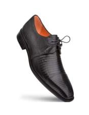  Mezlan Lizard Dress Shoes Black Designer Cap Toe Derby