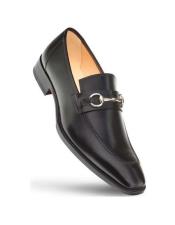  Mezlan Shoes Men Designer Ornamant Black Calfskin Loafer Milani