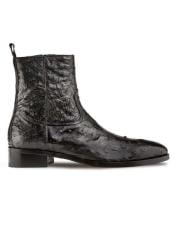  Mezlan Black Ostrich Straight Heel Dress Boots