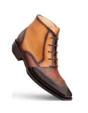  Mezlan Mens Brown Multi Color Wingtip Spectator Ankle Boot