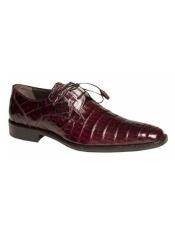  Mezlan Burgundy Crocodile Shoes Oxford Lace-up Anderson