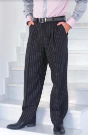  Mens Black Pinstripe Wide Leg Pants - Stripe Baggy Pants 22 Inch