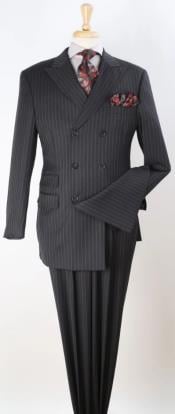  100% Wool Suit - Apollo King Mens 3pc Double Breasted Suit -