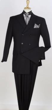  Apollo King Mens 3pc Double Breasted Suit - Black