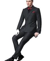  Ultra Slim Fit Double Breasted Charcoal Suit - Narrow Leg Pants -