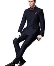  Ultra Slim Fit Double Breasted Dark Navy Suit - Narrow Leg Pants