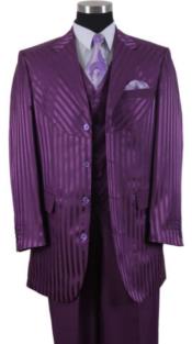  Long Tone on Tone Zoot Suit - Pinstripe Shiny Fashion Suit Purple