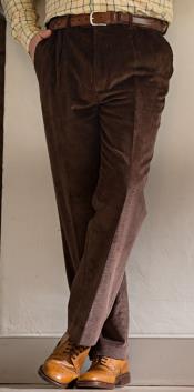  Brown Pleated County Corduroy Pants