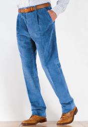  Royal Blue Pleated County Corduroy Pants