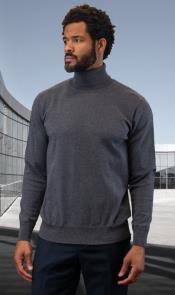 Mens Sweater Charcoal - Wool and Cashmere Fabric