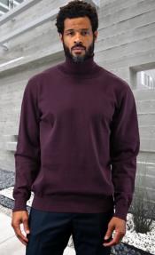  Mens Sweater Eggplant - Wool and Cashmere Fabric