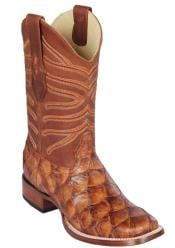  Mens Los Altos Monster Fish Skin Wide Square Toe Boot Chedron