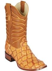  Mens Los Altos Monster Fish Skin Wide Square Toe Boot Buttercup