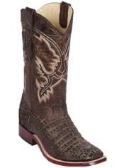  Mens Los Altos Caiman Belly Skin Wide Square Toe Boot Sanded Brown