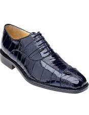  Belvedere Mens Navy Genuine Eel and Ostrich Skin Shoes Mare 2P7
