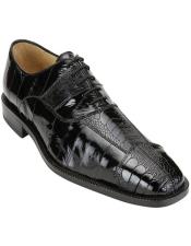  Belvedere Shoes Black Silky Eel Skin Ostrich Leg Lack Up Mare 2P7