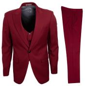  Stacy Adams Suit Trendy Vest Red Big Lapels 3 Piece - Wool