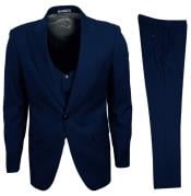  Stacy Adams Suit Low Cut 1920s Vest Navy Big Lapels 3 Piece