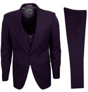  Stacy Adams Suit Fashionable Vest Eggplant Purple Big Lapels 3 Piece