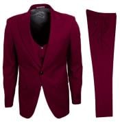  Stacy Adams Suit 1920s Vest Burgundy Big Lapels 3 Piece - Wool