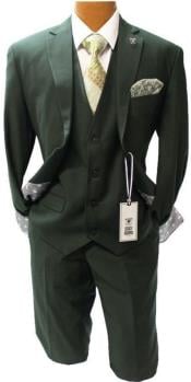  Stacy Adams Suit Mens Forrest Green Suit Vested 3 Piece Suit