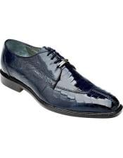  Belvedere Mens Navy Blue Ostrich Leg Shoes Oxford Siena