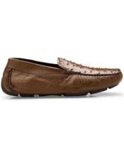  Belvedere "LUIS" Tabac Genuine Ostrich Quill Slip On Shoes